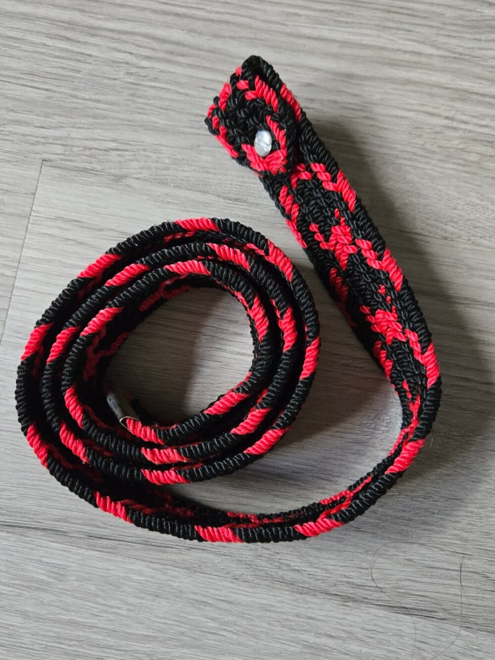 Vintage red & black braided belt